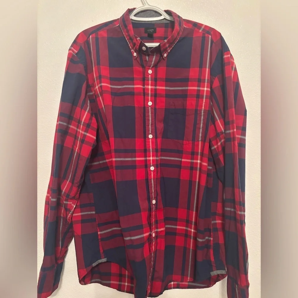 J.crew plaid cotton button up shirt XL
